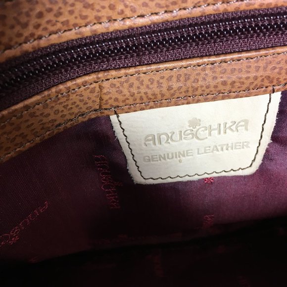 Anuschka NEVER USED Handpaint Leather Cross Body Saddle Brown Paisley - Picture 7 of 12